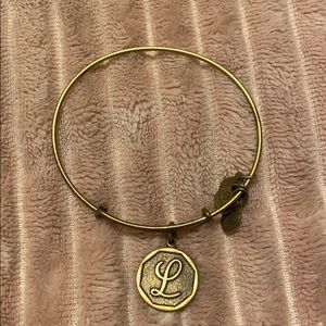 Alex and Ani gold L charm bangle